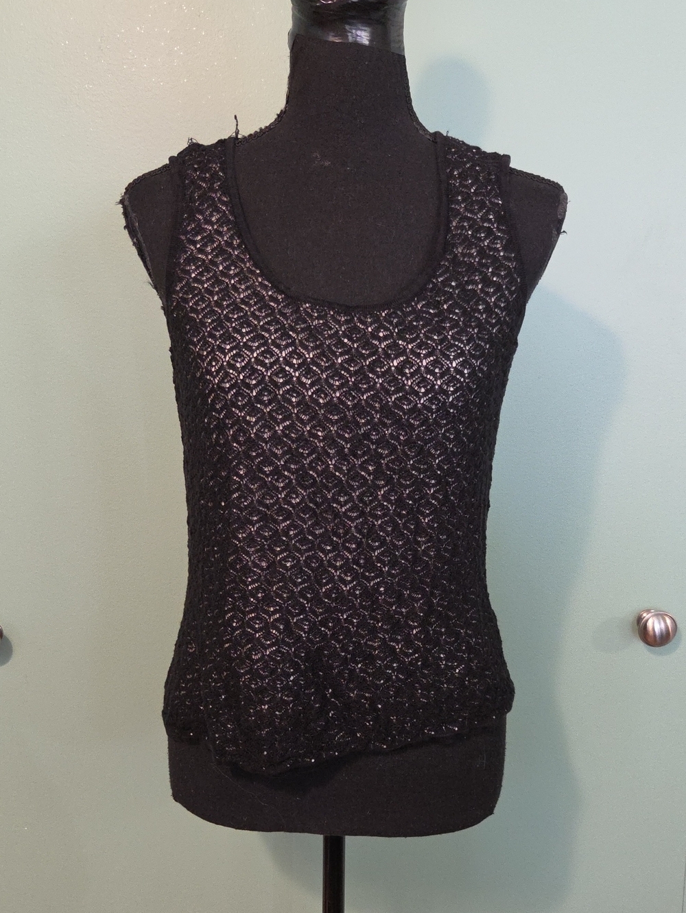 Talbots 100% Silk Layered Tank Black And Cream Size LP